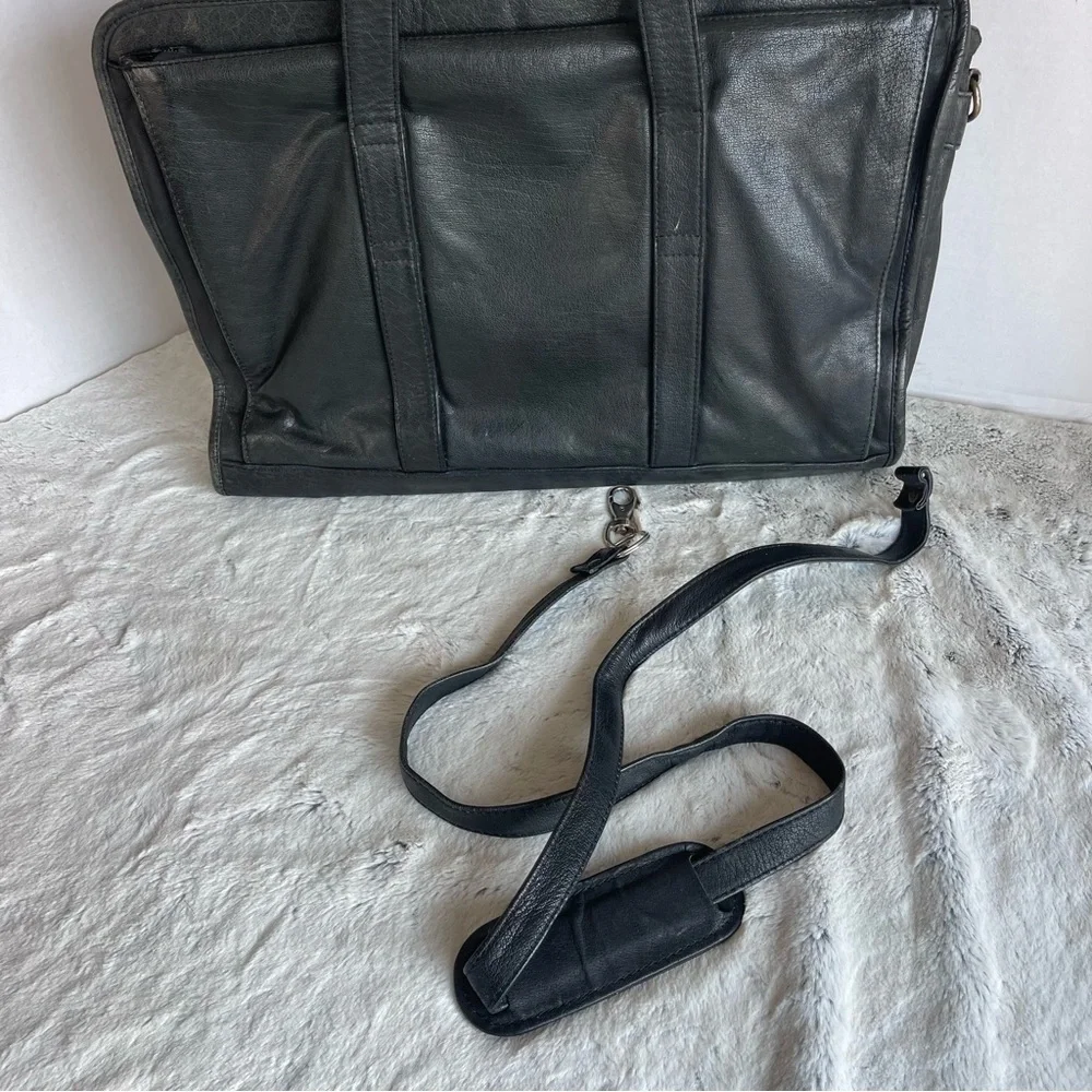 Heritage Expandable Portfolio Computer Black Cowhide Leather Bag #12215B
